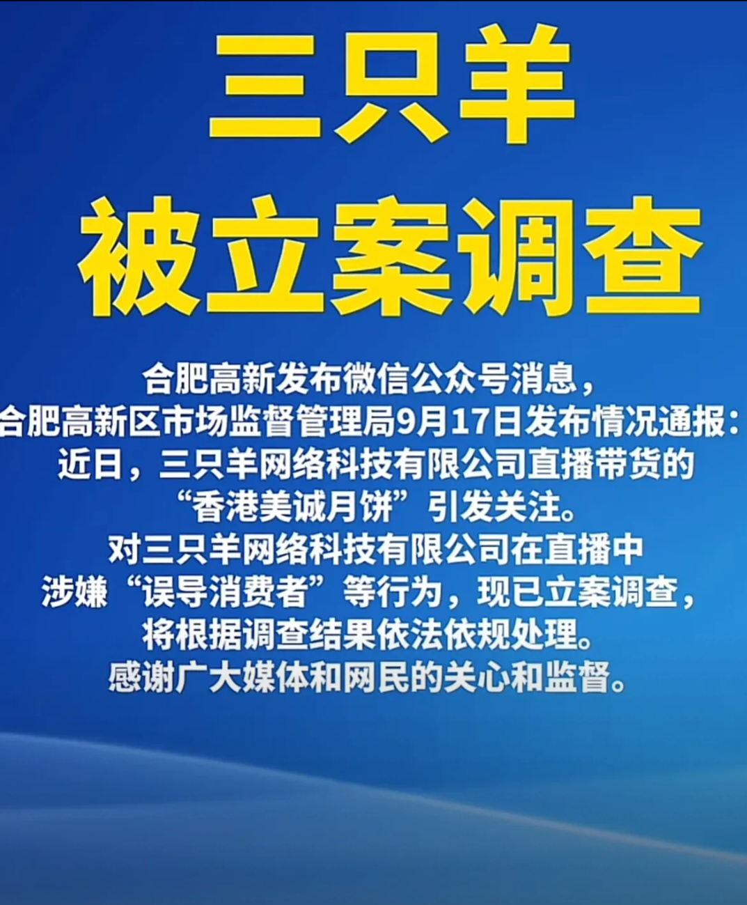 合肥市联合调查组：三只羊公司整改符合要求 具备恢复经营条件
