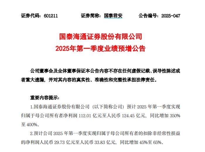 2家券商晒一季度业绩快报