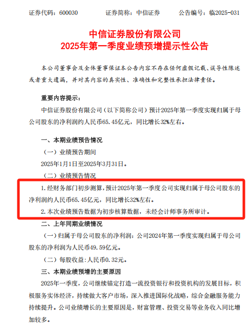 2家券商晒一季度业绩快报